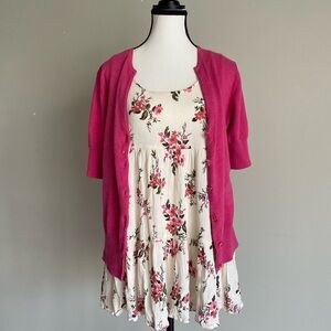 American Eagle Outfitters Cream and Pink Floral Apparel